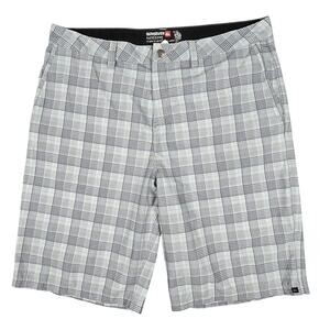 Quiksilver Mens 38 Amphibian Board Shorts Gray Plaid